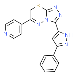 ChemSpider 2D Image | 3-(3-Phenyl-1H-pyrazol-5-yl)-6-(4-pyridinyl)-7H-[1,2,4]triazolo[3,4-b][1,3,4]thiadiazine | C18H13N7S