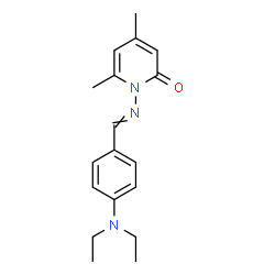 ChemSpider 2D Image | 1-{[4-(Diethylamino)benzylidene]amino}-4,6-dimethyl-2(1H)-pyridinone | C18H23N3O