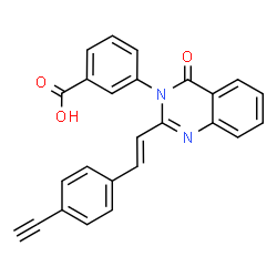 ChemSpider 2D Image | 3-{2-[(E)-2-(4-Ethynylphenyl)vinyl]-4-oxo-3(4H)-quinazolinyl}benzoic acid | C25H16N2O3