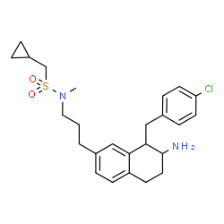 ChemSpider 2D Image | N-{3-[7-Amino-8-(4-chlorobenzyl)-5,6,7,8-tetrahydro-2-naphthalenyl]propyl}-1-cyclopropyl-N-methylmethanesulfonamide | C25H33ClN2O2S