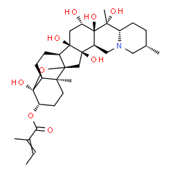 ChemSpider 2D Image | (3beta,4alpha,9beta,16beta)-4,12,14,16,17,20-Hexahydroxy-4,9-epoxycevan-3-yl 2-methyl-2-butenoate | C32H49NO9