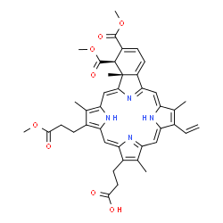 ChemSpider 2D Image | 3-[(1Z,7Z,12Z,16Z,23R,24R)-22,23-Bis(methoxycarbonyl)-5-(3-methoxy-3-oxopropyl)-4,10,15,24-tetramethyl-14-vinyl-25,26,27,28-tetraazahexacyclo[16.6.1.1~3,6~.1~8,11~.1~13,16~.0~19,24~]octacosa-1,3,5,7,9
,11(27),12,14,16,18(25),19,21-dodecaen-9-yl]propanoic acid | C41H42N4O8