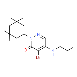 ChemSpider 2D Image | 4-Bromo-5-(propylamino)-2-(3,3,5,5-tetramethylcyclohexyl)-3(2H)-pyridazinone | C17H28BrN3O