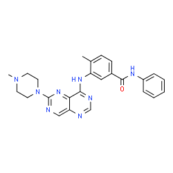 ChemSpider 2D Image | 4-Methyl-3-{[6-(4-methyl-1-piperazinyl)pyrimido[5,4-d]pyrimidin-4-yl]amino}-N-phenylbenzamide | C25H26N8O