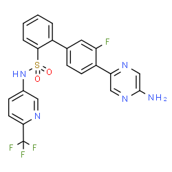 ChemSpider 2D Image | 4'-(5-Amino-2-pyrazinyl)-3'-fluoro-N-[6-(trifluoromethyl)-3-pyridinyl]-2-biphenylsulfonamide | C22H15F4N5O2S