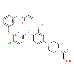 ChemSpider 2D Image | N-{3-[(5-Chloro-2-{[4-(4-glycoloyl-1-piperazinyl)-2-methoxyphenyl]amino}-4-pyrimidinyl)oxy]phenyl}acrylamide | C26H27ClN6O5
