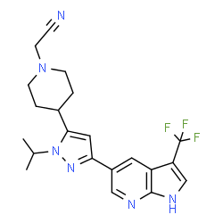 ChemSpider 2D Image | (4-{1-Isopropyl-3-[3-(trifluoromethyl)-1H-pyrrolo[2,3-b]pyridin-5-yl]-1H-pyrazol-5-yl}-1-piperidinyl)acetonitrile | C21H23F3N6