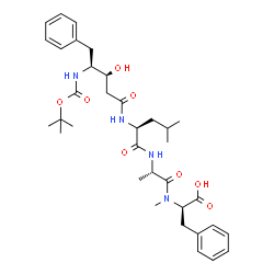 ChemSpider 2D Image | (6S,7S,11S,14S,17R)-6,17-Dibenzyl-7-hydroxy-11-isobutyl-2,2,14,16-tetramethyl-4,9,12,15-tetraoxo-3-oxa-5,10,13,16-tetraazaoctadecan-18-oic acid (non-preferred name) | C35H50N4O8