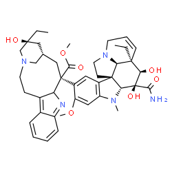 ChemSpider 2D Image | Methyl (13S,15S,17S)-13-[(2beta,3beta,4beta,5alpha,12beta,19alpha)-3-carbamoyl-3,4-dihydroxy-16-methoxy-1-methyl-6,7-didehydroaspidospermidin-15-yl]-17-ethyl-17-hydroxy-1,11-diazatetracyclo[13.3.1.0~4
,12~.0~5,10~]nonadeca-4,6,8,10-tetraene-13-carboxylate | C43H55N5O7