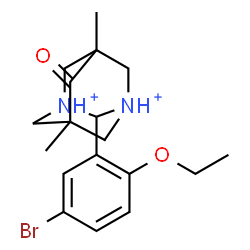 ChemSpider 2D Image | 2-(5-Bromo-2-ethoxyphenyl)-5,7-dimethyl-6-oxo-1,3-diazoniatricyclo[3.3.1.1~3,7~]decane | C18H25BrN2O2