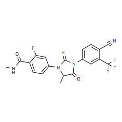 ChemSpider 2D Image | 4-{3-[4-Cyano-3-(trifluoromethyl)phenyl]-5-methyl-4-oxo-2-thioxo-1-imidazolidinyl}-2-fluoro-N-methylbenzamide | C20H14F4N4O2S