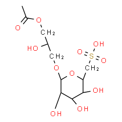 ChemSpider 2D Image | (2S)-3-Acetoxy-2-hydroxypropyl 6-deoxy-6-sulfo-beta-D-glucopyranoside | C11H20O11S