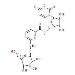 ChemSpider 2D Image | 5'-Deoxy-5'-[({6-[(beta-D-talopyranosyloxy)methyl]-2-pyridinyl}carbonyl)amino]uridine | C22H28N4O12