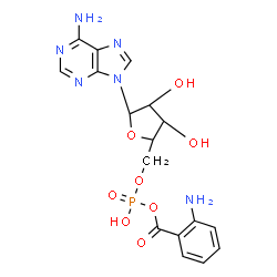ChemSpider 2D Image | 5'-O-[(S)-[(2-Aminobenzoyl)oxy](hydroxy)phosphoryl]adenosine | C17H19N6O8P