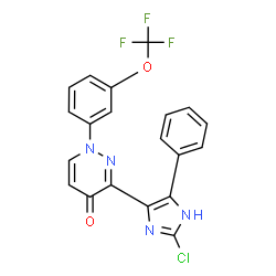 ChemSpider 2D Image | 3-(2-Chloro-5-phenyl-1H-imidazol-4-yl)-1-[3-(trifluoromethoxy)phenyl]-4(1H)-pyridazinone | C20H12ClF3N4O2
