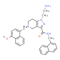 ChemSpider 2D Image | 1-(2-Aminoethyl)-5-[(4-methoxy-1-naphthyl)methyl]-N-(1-naphthylmethyl)-4,5,6,7-tetrahydro-1H-pyrazolo[4,3-c]pyridine-3-carboxamide | C32H33N5O2