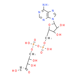 ChemSpider 2D Image | [(2R,3S,4R,5R)-5-(6-Amino-9H-purin-9-yl)-3,4-dihydroxytetrahydro-2-furanyl]methyl (2R,3R)-2,3,5-trihydroxy-4-oxopentyl dihydrogen diphosphate (non-preferred name) | C15H23N5O14P2