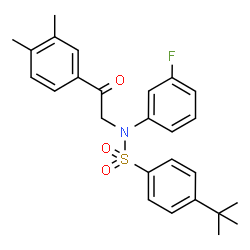 ChemSpider 2D Image | N-[2-(3,4-Dimethylphenyl)-2-oxoethyl]-N-(3-fluorophenyl)-4-(2-methyl-2-propanyl)benzenesulfonamide | C26H28FNO3S