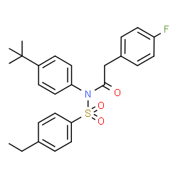 ChemSpider 2D Image | N-[(4-Ethylphenyl)sulfonyl]-2-(4-fluorophenyl)-N-[4-(2-methyl-2-propanyl)phenyl]acetamide | C26H28FNO3S