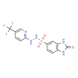 ChemSpider 2D Image | 2-Oxo-N'-[5-(trifluoromethyl)-2-pyridinyl]-2,3-dihydro-1H-benzimidazole-5-sulfonohydrazide | C13H10F3N5O3S