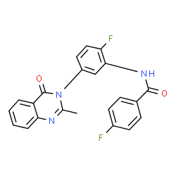 ChemSpider 2D Image | 4-Fluoro-N-[2-fluoro-5-(2-methyl-4-oxo-3(4H)-quinazolinyl)phenyl]benzamide | C22H15F2N3O2