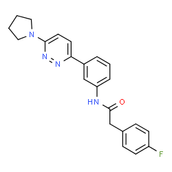 ChemSpider 2D Image | 2-(4-Fluorophenyl)-N-{3-[6-(1-pyrrolidinyl)-3-pyridazinyl]phenyl}acetamide | C22H21FN4O