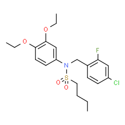 ChemSpider 2D Image | N-(4-Chloro-2-fluorobenzyl)-N-(3,4-diethoxyphenyl)-1-butanesulfonamide | C21H27ClFNO4S