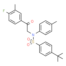 ChemSpider 2D Image | N-[2-(4-Fluoro-3-methylphenyl)-2-oxoethyl]-N-(4-methylphenyl)-4-(2-methyl-2-propanyl)benzenesulfonamide | C26H28FNO3S