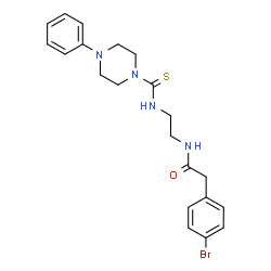 ChemSpider 2D Image | 2-(4-Bromophenyl)-N-(2-{[(4-phenyl-1-piperazinyl)carbonothioyl]amino}ethyl)acetamide | C21H25BrN4OS