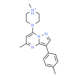 ChemSpider 2D Image | 1-Methyl-4-[5-methyl-3-(4-methylphenyl)pyrazolo[1,5-a]pyrimidin-7-yl]piperazin-1-ium | C19H24N5