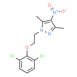 ChemSpider 2D Image | 1-[2-(2,6-Dichlorophenoxy)ethyl]-3,5-dimethyl-4-nitro-1H-pyrazole | C13H13Cl2N3O3