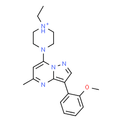 ChemSpider 2D Image | 1-Ethyl-4-[3-(2-methoxyphenyl)-5-methylpyrazolo[1,5-a]pyrimidin-7-yl]piperazin-1-ium | C20H26N5O