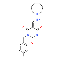 ChemSpider 2D Image | (5E)-5-[(1-Azepanylamino)methylene]-1-(4-fluorobenzyl)-2,4,6(1H,3H,5H)-pyrimidinetrione | C18H21FN4O3