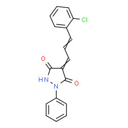 ChemSpider 2D Image | 4-[3-(2-Chloro-phenyl)-allylidene]-1-phenyl-pyrazolidine-3,5-dione | C18H13ClN2O2