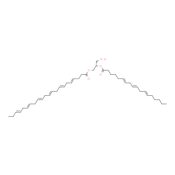 ChemSpider 2D Image | (2S)-3-Hydroxy-2-[(6E,9E,12E)-6,9,12-octadecatrienoyloxy]propyl (4E,7E,10E,13E,16E,19E)-4,7,10,13,16,19-docosahexaenoate | C43H66O5