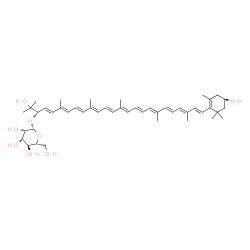 ChemSpider 2D Image | (3R,3'E)-1',3-Dihydroxy-3',4'-didehydro-1',2'-dihydro-beta,psi-caroten-2'-yl beta-D-mannopyranoside | C46H66O8