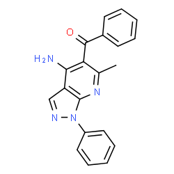 ChemSpider 2D Image | 5-benzoyl-6-methyl-1-phenyl-1H-pyrazolo[3,4-b]pyridin-4-amine | C20H16N4O