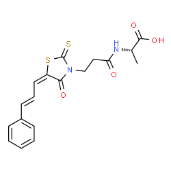 ChemSpider 2D Image | N-(3-{(5E)-4-Oxo-5-[(2E)-3-phenyl-2-propen-1-ylidene]-2-thioxo-1,3-thiazolidin-3-yl}propanoyl)-L-alanine | C18H18N2O4S2