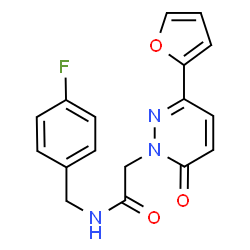 ChemSpider 2D Image | N-(4-Fluorobenzyl)-2-[3-(2-furyl)-6-oxo-1(6H)-pyridazinyl]acetamide | C17H14FN3O3
