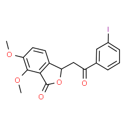 ChemSpider 2D Image | 3-[2-(3-Iodophenyl)-2-oxoethyl]-6,7-dimethoxy-2-benzofuran-1(3H)-one | C18H15IO5