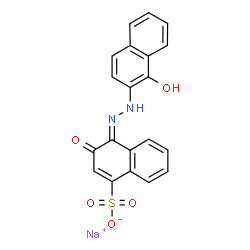 ChemSpider 2D Image | Sodium (4E)-4-[(1-hydroxy-2-naphthyl)hydrazono]-3-oxo-3,4-dihydro-1-naphthalenesulfonate | C20H13N2NaO5S