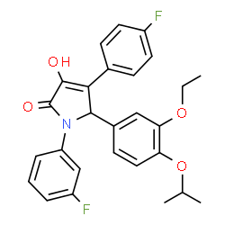 ChemSpider 2D Image | 5-(3-Ethoxy-4-isopropoxyphenyl)-1-(3-fluorophenyl)-4-(4-fluorophenyl)-3-hydroxy-1,5-dihydro-2H-pyrrol-2-one | C27H25F2NO4