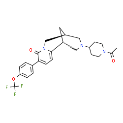 ChemSpider 2D Image | (1R,9S)-11-(1-Acetyl-4-piperidinyl)-5-[4-(trifluoromethoxy)phenyl]-7,11-diazatricyclo[7.3.1.0~2,7~]trideca-2,4-dien-6-one | C25H28F3N3O3