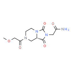 ChemSpider 2D Image | 2-[(8aS)-7-(Methoxyacetyl)-1,3-dioxohexahydroimidazo[1,5-a]pyrazin-2(3H)-yl]acetamide | C11H16N4O5