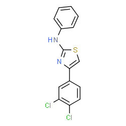 ChemSpider 2D Image | 4-(3,4-Dichlorophenyl)-N-phenyl-1,3-thiazol-2-amine | C15H10Cl2N2S