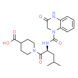 ChemSpider 2D Image | 1-{N-[(3-Oxo-3,4-dihydro-1(2H)-quinoxalinyl)carbonyl]-L-leucyl}-4-piperidinecarboxylic acid | C21H28N4O5