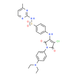 ChemSpider 2D Image | 4-({4-Chloro-1-[4-(diethylamino)phenyl]-2,5-dioxo-2,5-dihydro-1H-pyrrol-3-yl}amino)-N-(4-methyl-2-pyrimidinyl)benzenesulfonamide | C25H25ClN6O4S