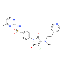 ChemSpider 2D Image | 4-(3-Chloro-4-{ethyl[2-(4-pyridinyl)ethyl]amino}-2,5-dioxo-2,5-dihydro-1H-pyrrol-1-yl)-N-(4,6-dimethyl-2-pyrimidinyl)benzenesulfonamide | C25H25ClN6O4S