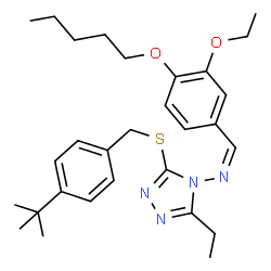 ChemSpider 2D Image | (Z)-1-[3-Ethoxy-4-(pentyloxy)phenyl]-N-(3-ethyl-5-{[4-(2-methyl-2-propanyl)benzyl]sulfanyl}-4H-1,2,4-triazol-4-yl)methanimine | C29H40N4O2S