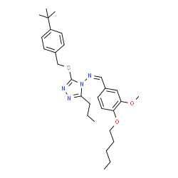 ChemSpider 2D Image | (Z)-1-[3-Methoxy-4-(pentyloxy)phenyl]-N-(3-{[4-(2-methyl-2-propanyl)benzyl]sulfanyl}-5-propyl-4H-1,2,4-triazol-4-yl)methanimine | C29H40N4O2S